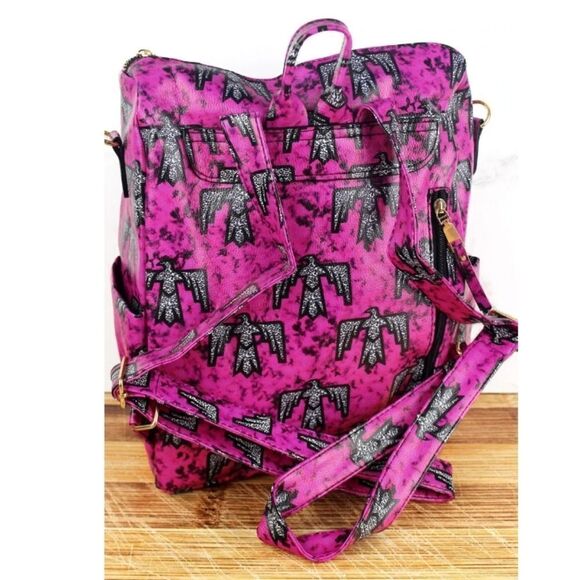 Faux Leather Firebird Pink Backpack - Picture 9 of 10